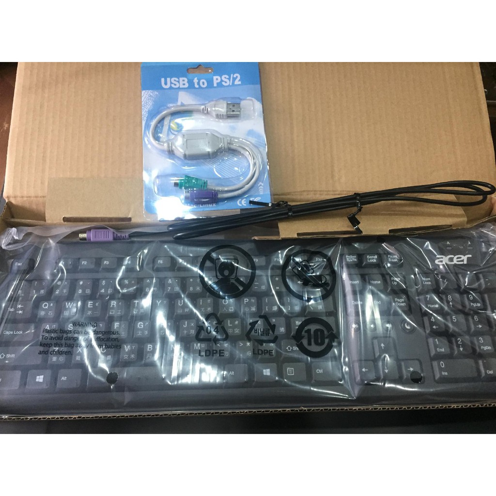 acer PS2有線鍵盤 (含USB to PS2) | 蝦皮購物