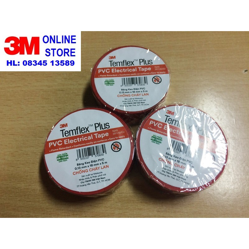 3 卷組合 3M TEMFLEX PLUS 電工膠帶,尺寸 18mm x5m | 蝦皮購物