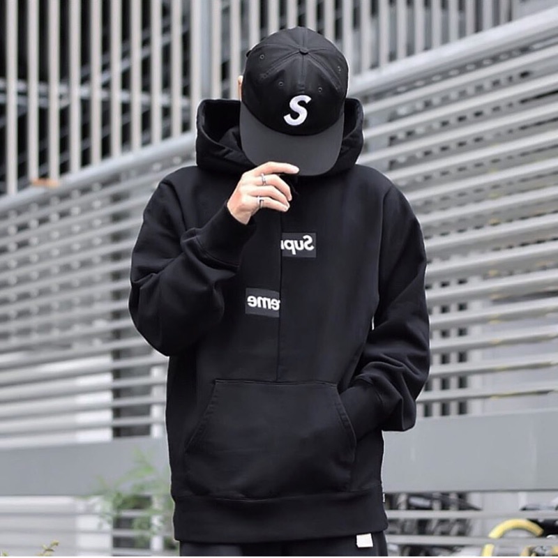 area0439】Supreme x CDG Split Box Logo Hooded Sweatshirt 帽t