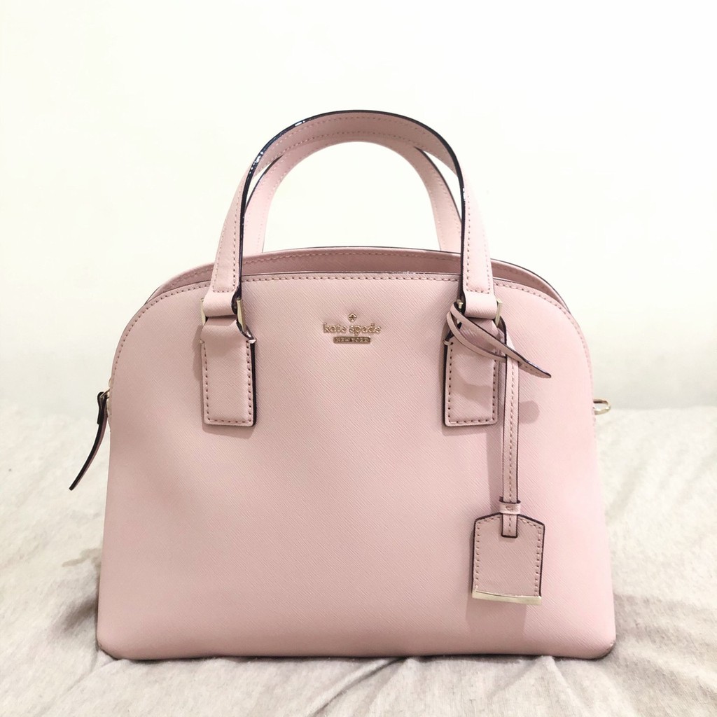 福利A品[Kate spade] 美國紐約品牌(經典款)防刮牛皮手提/斜背兩用包-淡