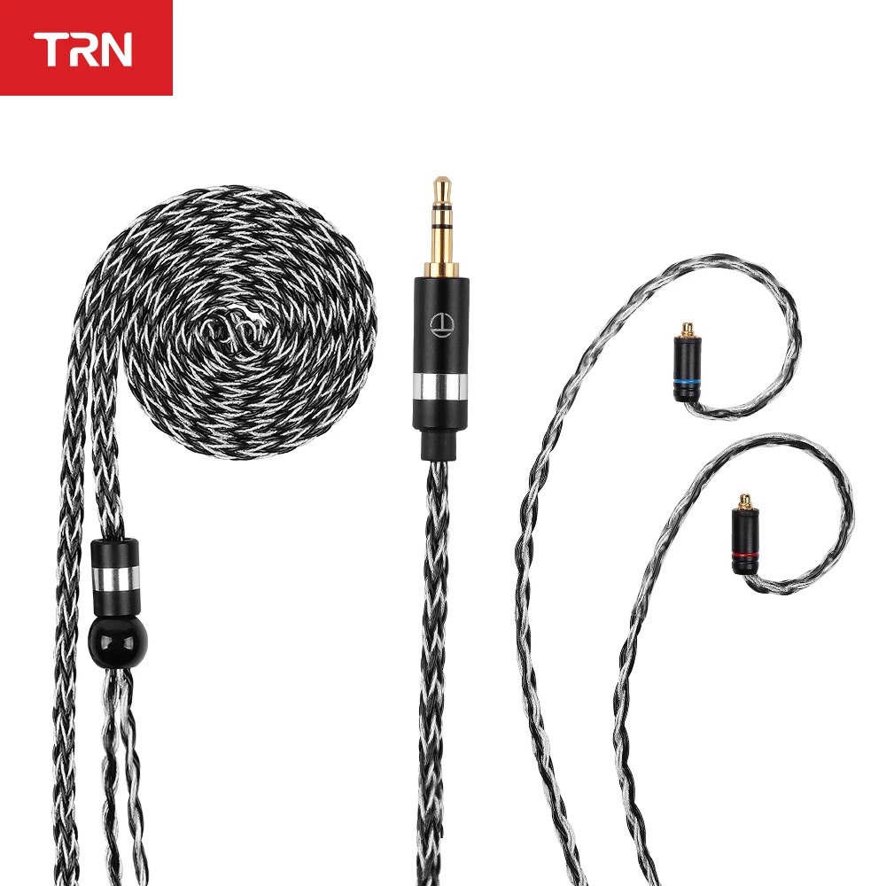 Trn T6 16芯鍍銀OCC Copper Litz /3.5MM 帶MMCX/2PIN連接器升級線耳機