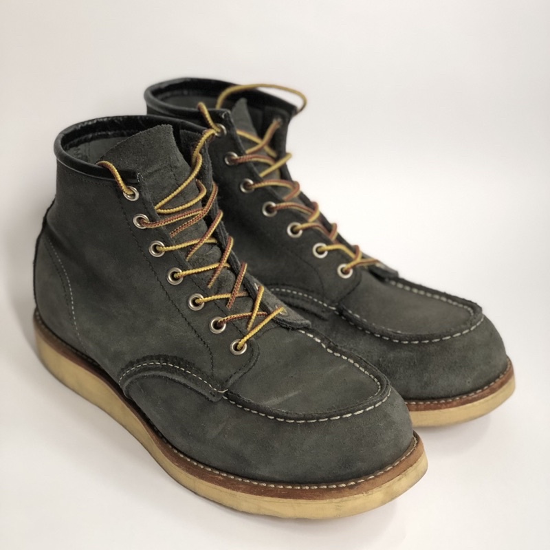 美國製Red Wing Beams絕版美品聯名8854 Moc Toe Work Boots灰藍色麂皮