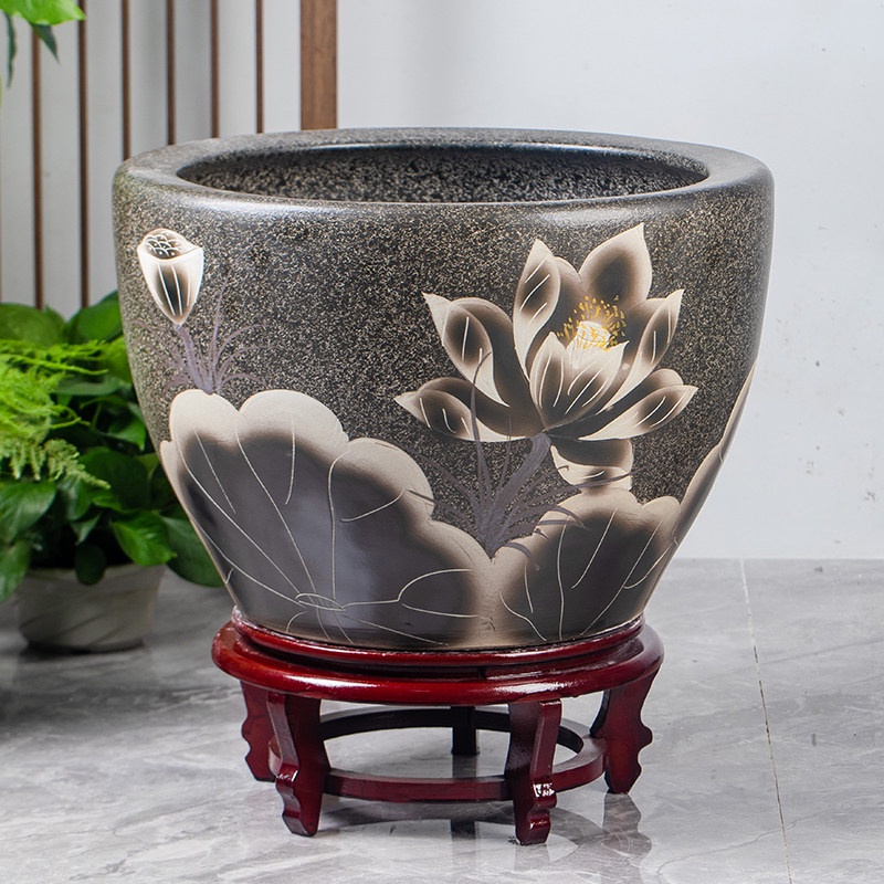陶瓷魚缸大型水缸荷花睡蓮盆戶外金魚缸落地庭院大缸| 蝦皮購物