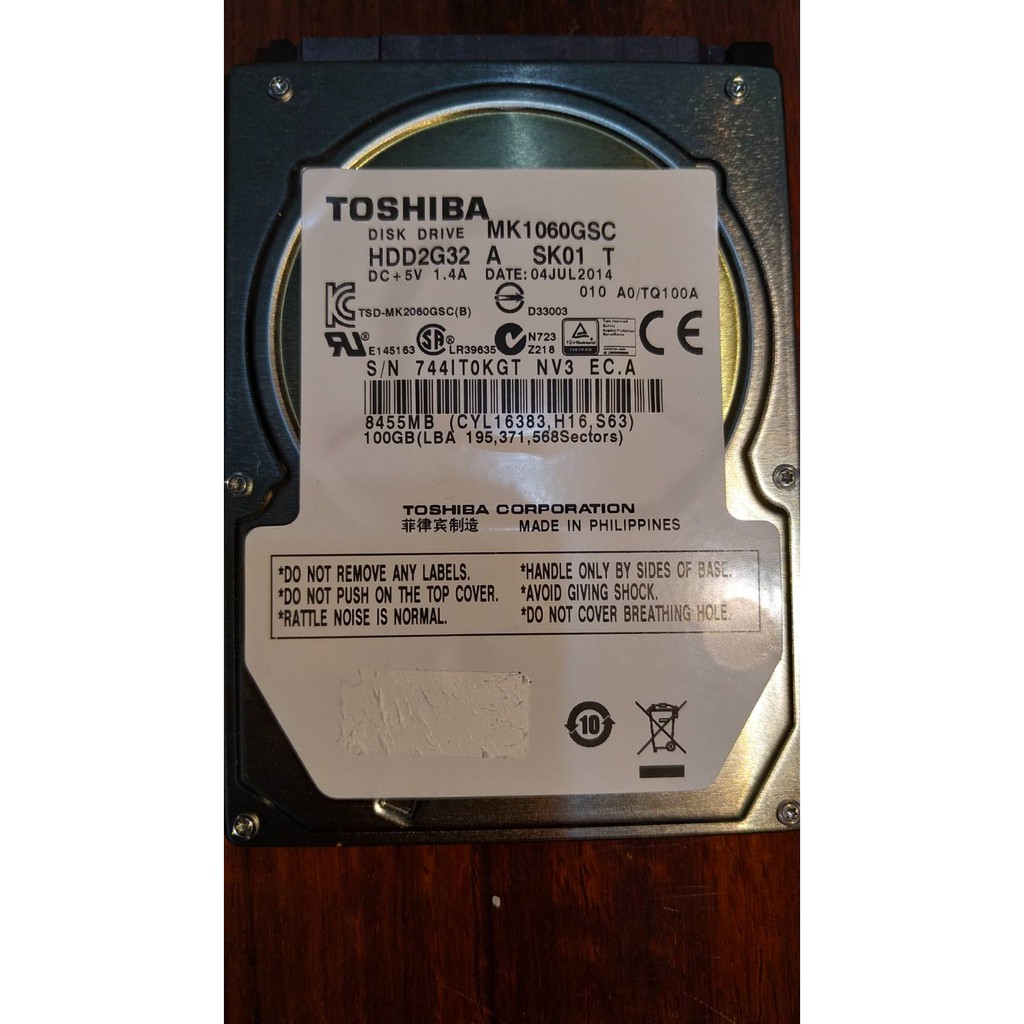 東芝TOSHIBA 2.5吋100G SATA硬碟MK1032GSX((8M緩衝) 工業用硬碟| 蝦皮購物