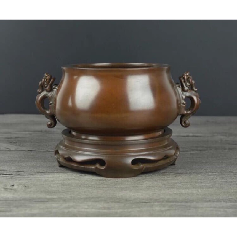 宣德爐銅爐帶底座雙龍造型神明用品行臺香案擺設宴王用品廟會用品| 蝦皮購物 