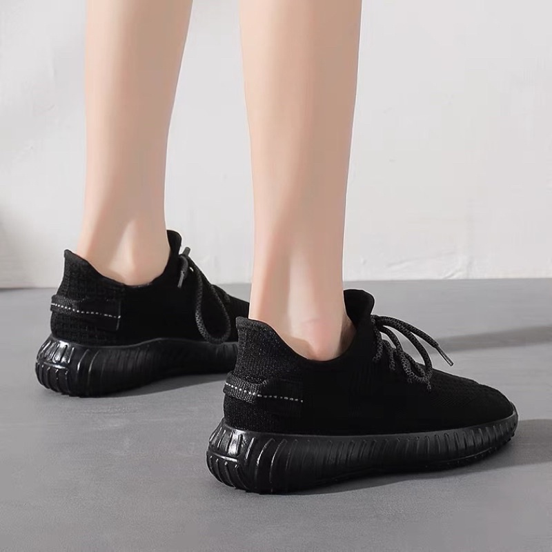 大尺碼女鞋35~44全黑色鞋休閒運動鞋女韓版蛇紋椰子鞋 平底透氣運動休閒鞋