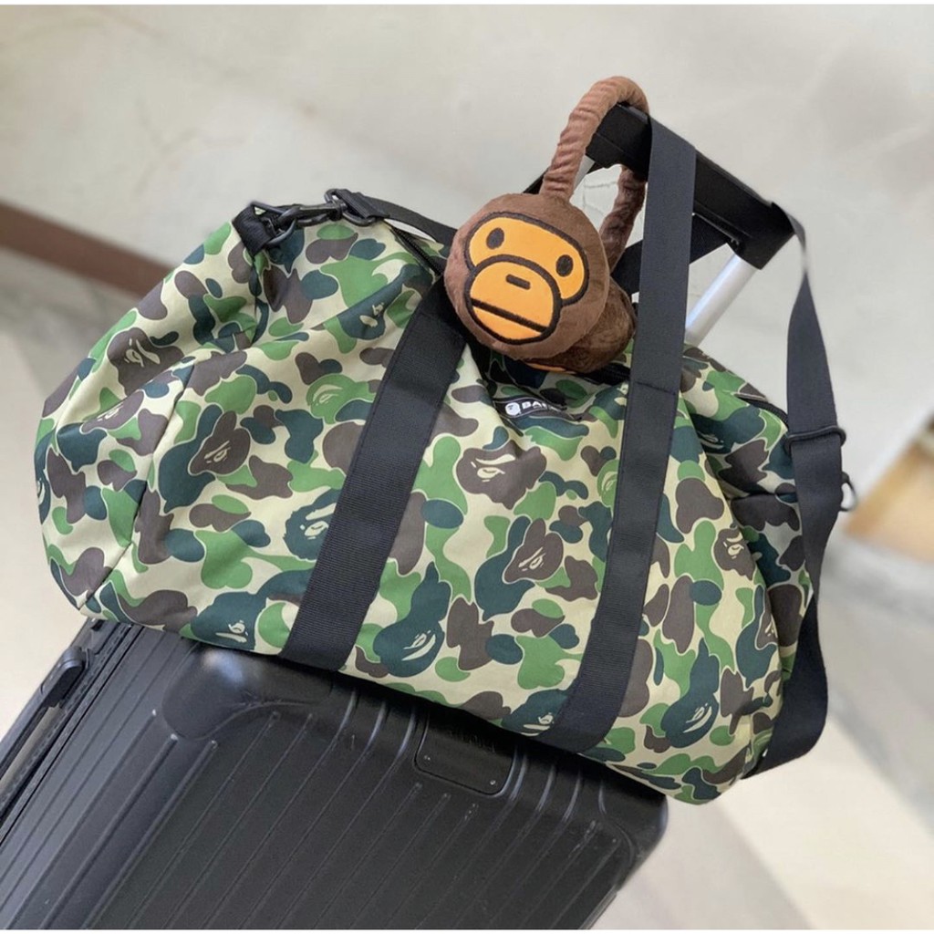 ☆CHIN代購☆A bathing APE Bape 旅行袋20L 經典迷彩綠尼龍布防潑水輕