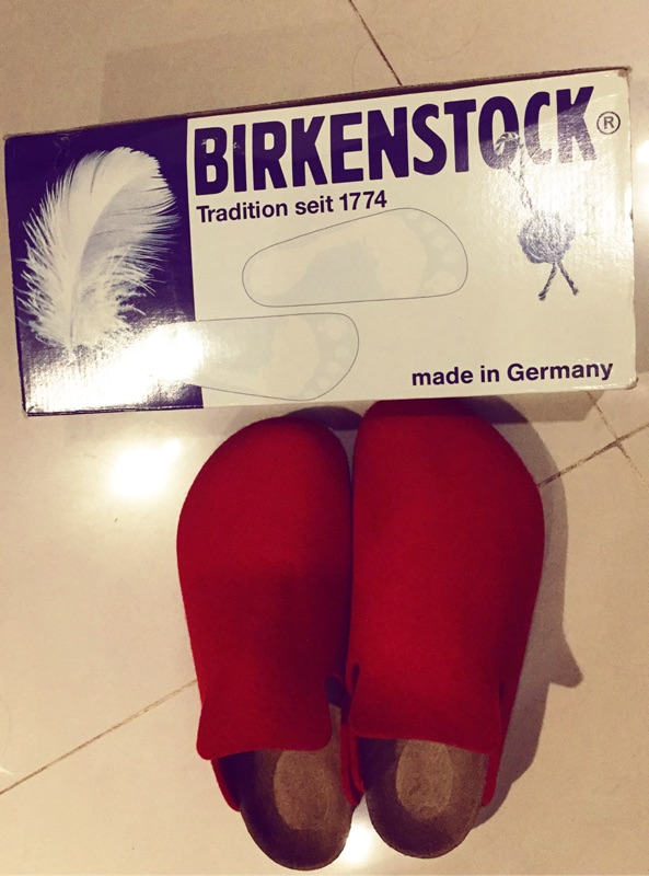 Birkenstock's 勃肯Davos系列正紅色絨毛限定室內鞋保證正版(39號 