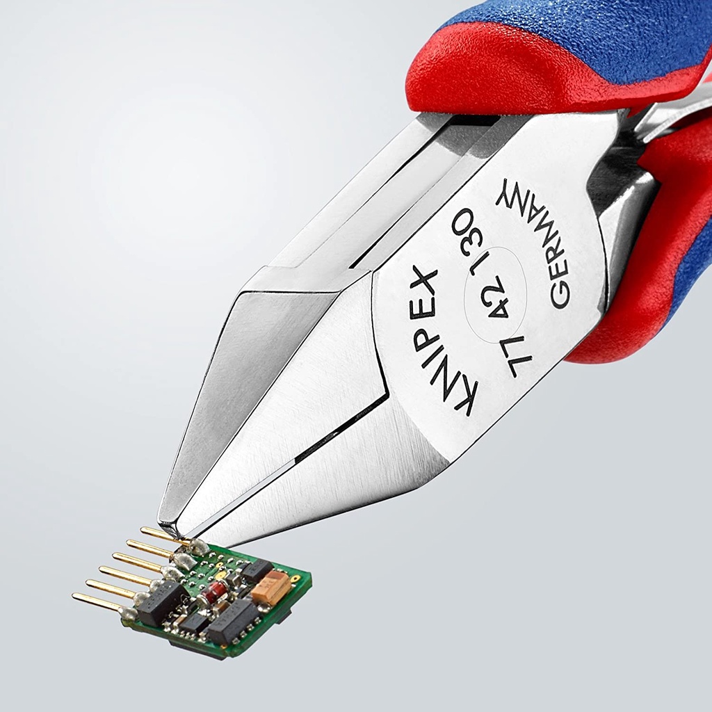 美德工具】KNIPEX 77 42 130雙料舒適手柄精密電子斜口鉗(帶自動復位