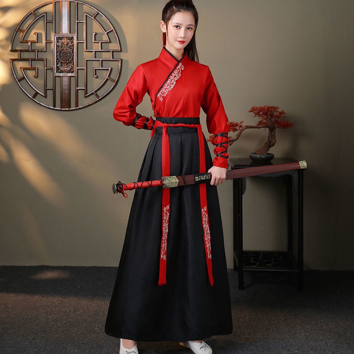 武俠風 漢服女 表演服 扇子舞 舞臺演出服 成人古裝 中國風 女團 古典舞 蝦皮購物 