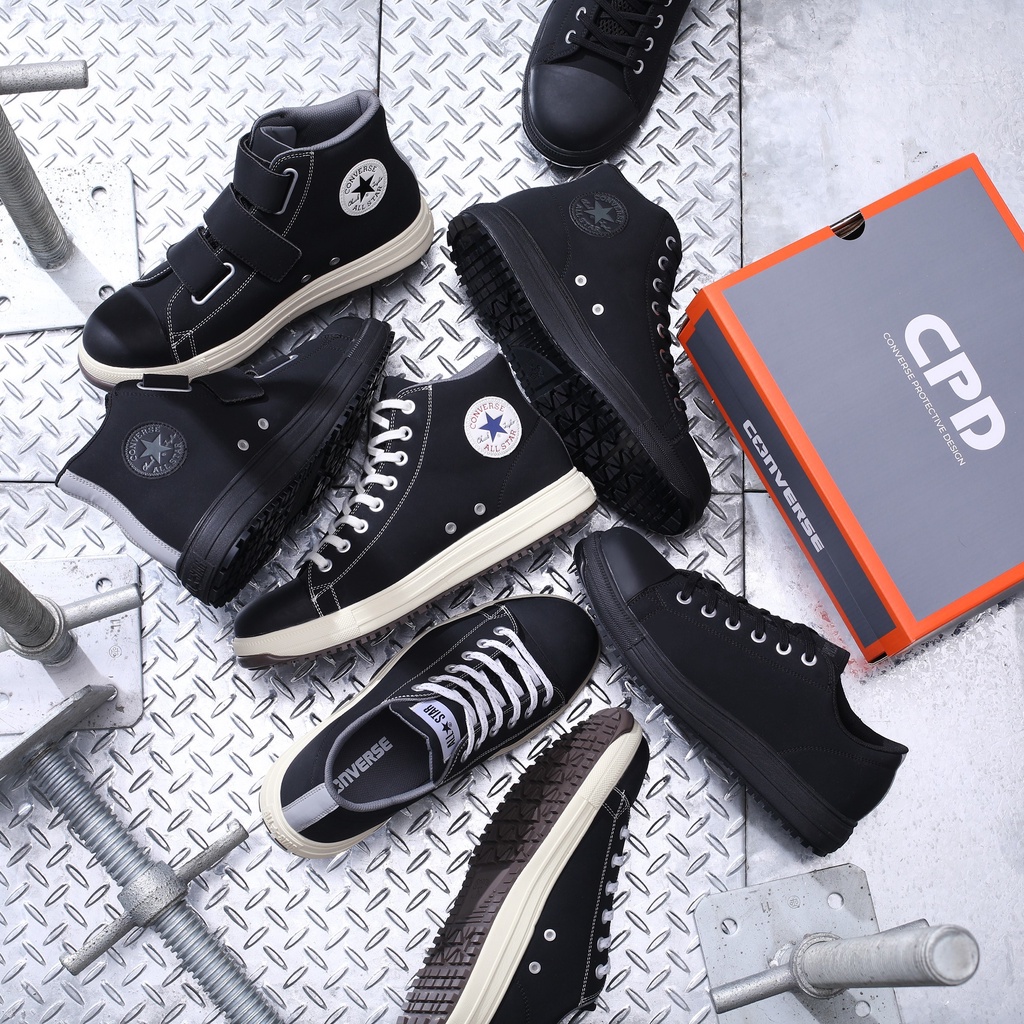 CHII】日本限定Converse ALL STAR PS OX 低筒黑色x奶油底工作鞋安全鞋| 蝦皮購物