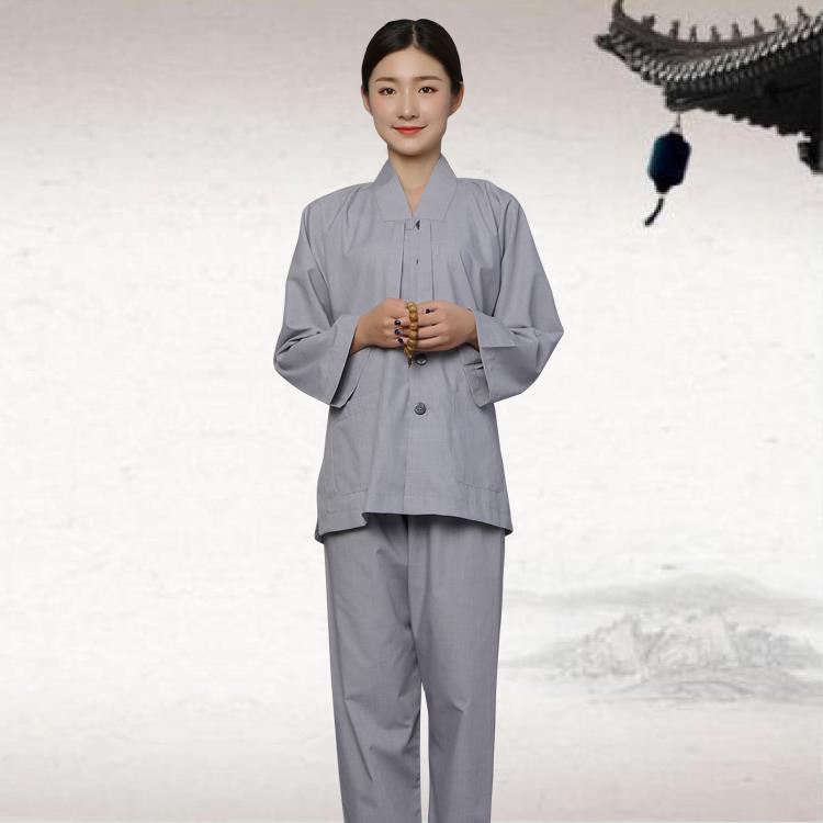 【絲光棉居士服】海青居士服套裝僧服佛衣禪修服立領V領男女同款 居士服 僧服 佛系套裝 | 蝦皮購物