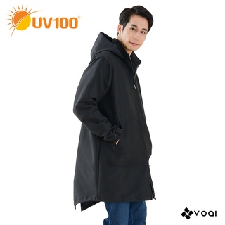【UV100】 防曬 防潑水石墨烯薄裡長版連帽外套-男(AA21813) VOAI