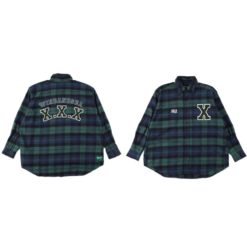 現貨God Selection XXX x Wind And Sea Plaid Flannel Shirt 襯衫