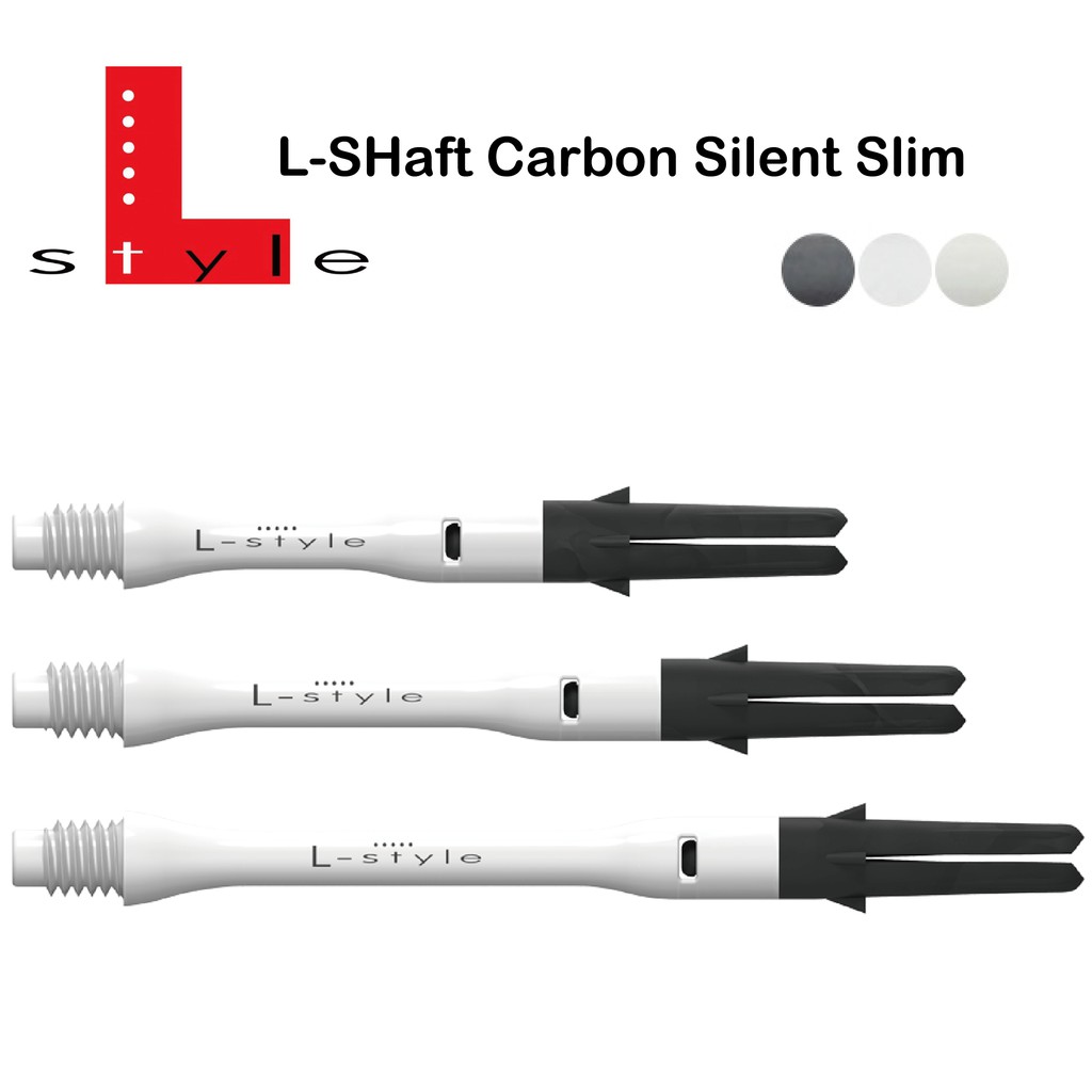 L-Style Carbon Spinning Dart Shafts - Silent Spinner Shafts In White 440 Slim (XXL), Set Of 3