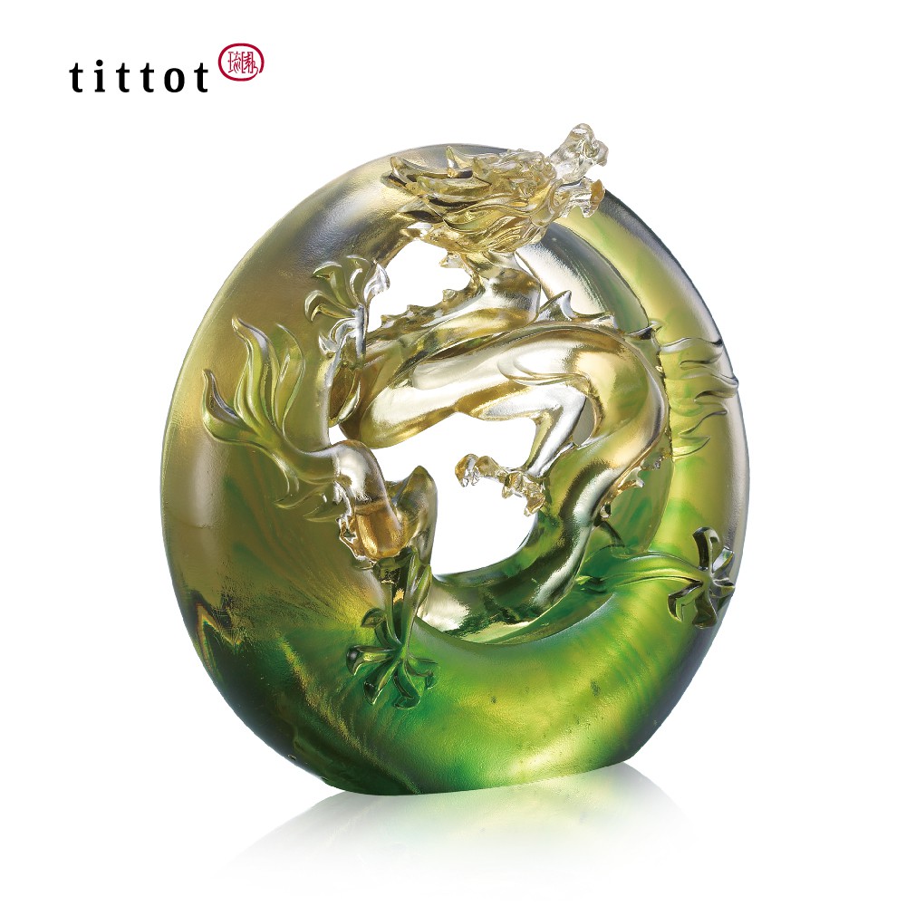 琉園 tittot 瑠璃ガラス チャイニーズクリスタル 台湾 置物 龍