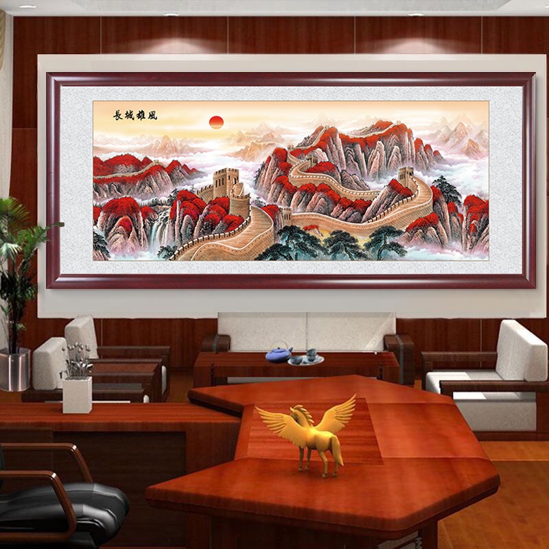招財開運 萬里長城靠山圖 辦公室有山無水 招財國畫山水客廳掛畫裝飾畫字畫 免運 | 蝦皮購物
