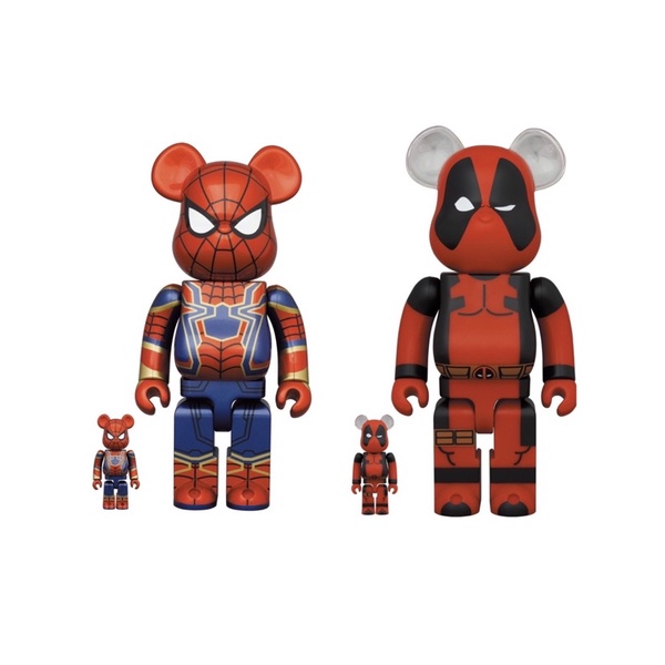 現貨Be@rbrick Iron Spider/Deadpool鋼鐵蜘蛛人/死侍400% 100%日本漫威