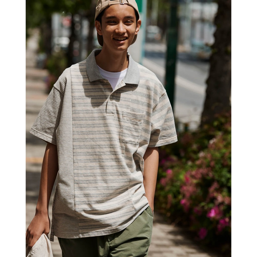 Engineered Garments x Uniqlo 條紋拼接Polo衫| 蝦皮購物