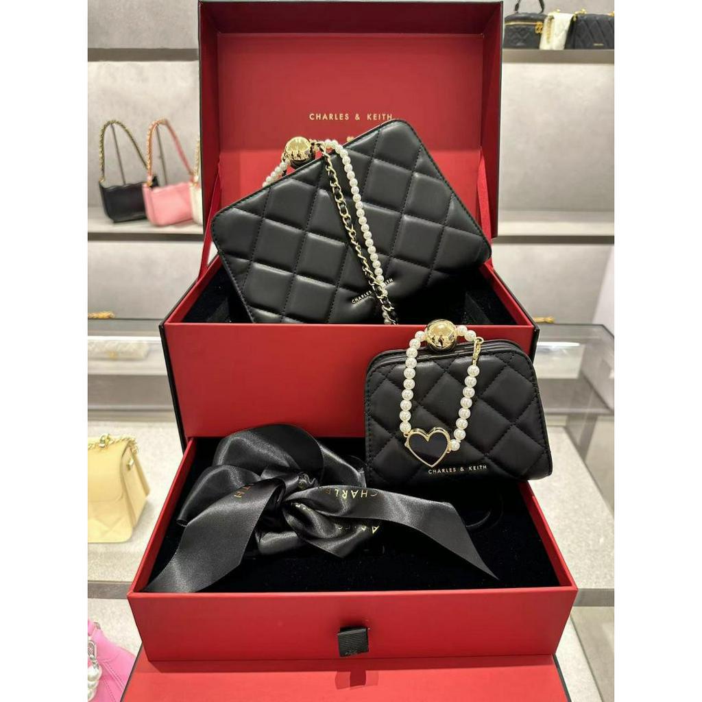 CHARLES&KEITH夏季新品CK17-70701232禮盒口金包珍珠手提包新加坡小CK包