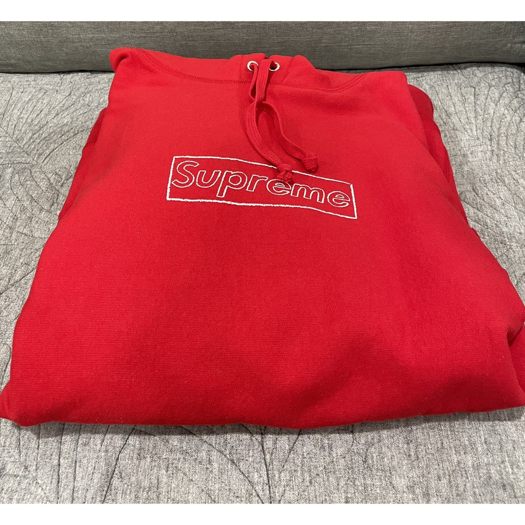 Supreme KAWS Chalk Logo Hooded Sweatshirt Red 帽T 長袖紅色XL 現貨