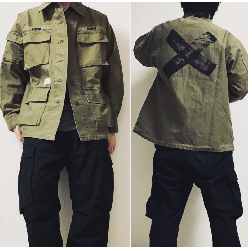 20SS WTAPS JUNGLE LS 01 SHIRT SATIN 軍裝襯衫四袋外套黑色軍綠工裝反