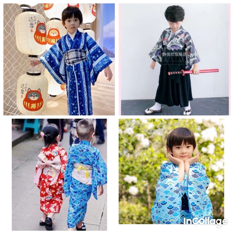 售 台灣現貨 男童 和服 兒童 浴衣 贈腰帶 出口日本 和服 浴袍 武士服 慶典服 男童和服 男童浴衣 萬聖節變裝 | 蝦皮購物