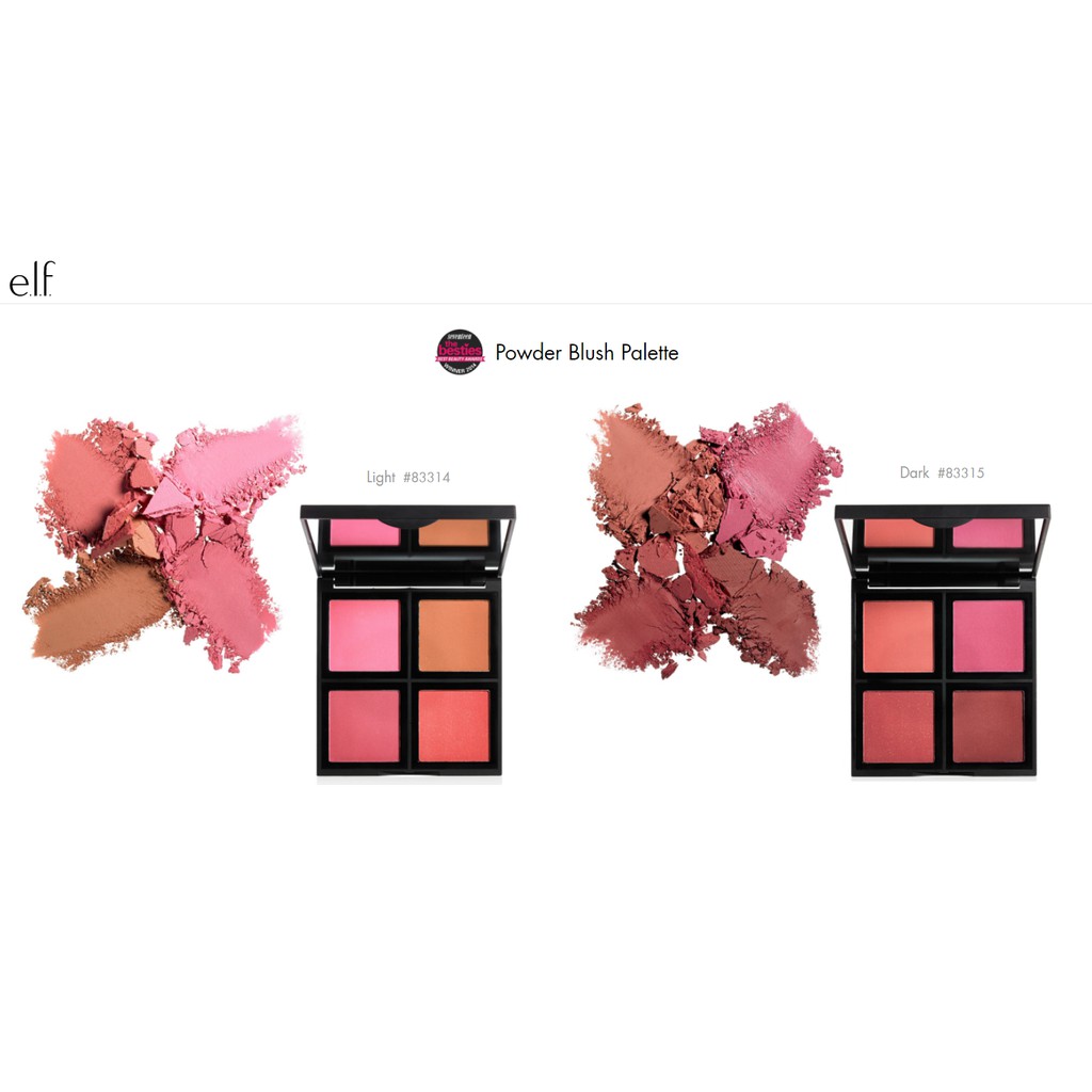 出清現貨 / ELF e.l.f. Powder Blush 腮紅四色盤 light dark | 蝦皮購物