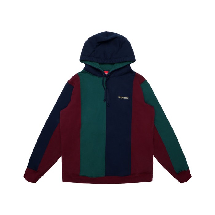 UNIQUE | 全新現貨SUPREME 18FW TRICOLOR HOODED SWEATSHIRT 拼接帽T 