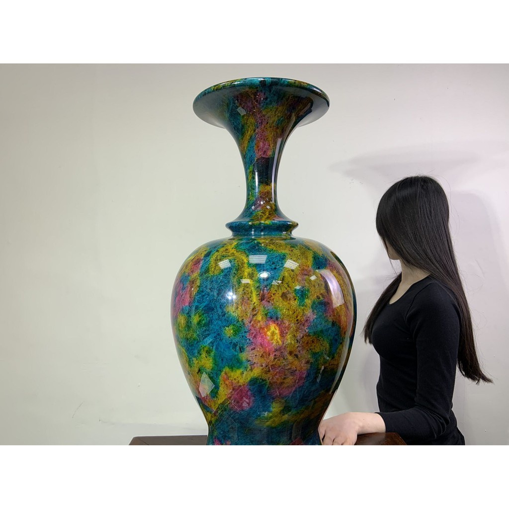 合雅藝品W96 台灣花東【七彩玉花瓶】花東原石原礦花蓮花瓶圓瓶寶瓶葫蘆