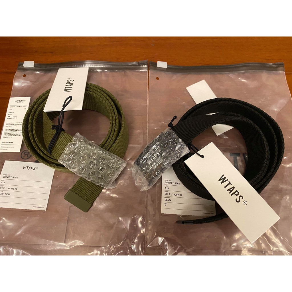 全新現貨黑色、軍綠20AW 19SS WTAPS GIB / BELT. ACRYLIC 腰帶皮帶帆布