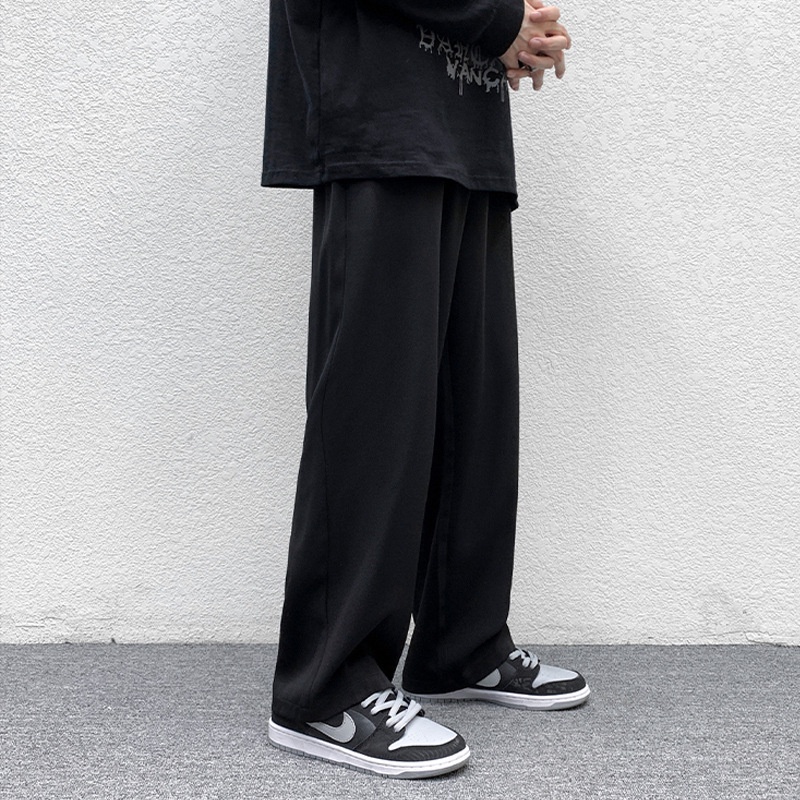 簡約基本款黑色褲子男8XL 大尺碼寬褲素色休閒褲寬鬆男生闊腿長褲 簡約基本款黑色褲子男8XL 大尺碼寬褲素色休閒褲寬鬆男生闊腿長褲