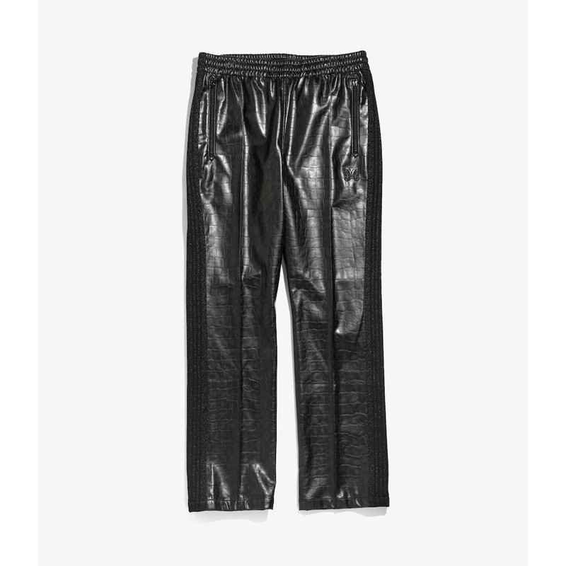 (Jbro2hand)Needles NARROW TRACK PANT 全黑 皮革 窄管 - FAUX LTHR.