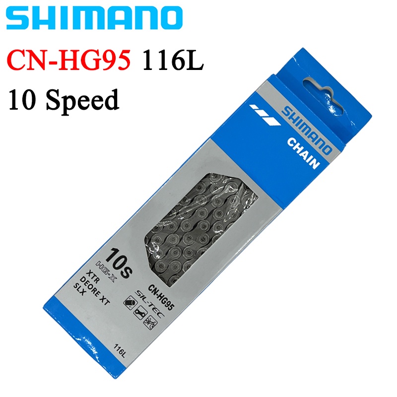 SHIMANO CN-HG95鏈條 適用於 DE XT 10速 MTB 公路自行車 116L 帶快速鏈接 原裝自行車零件 | 蝦皮購物