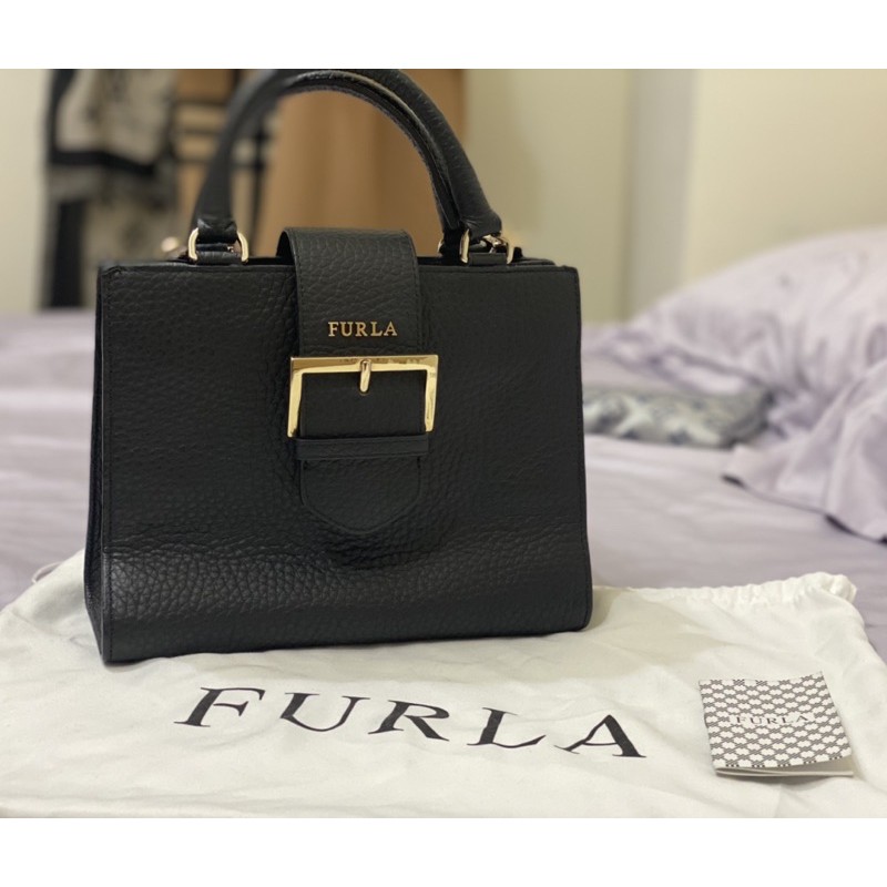 furla flo leather tote bag