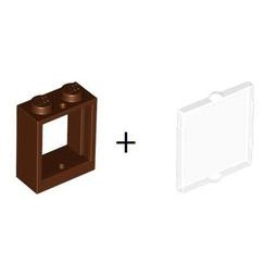 LEGO 樂高 紅棕色 窗戶 窗框含玻璃片 60592 Window 1x2x2 | 蝦皮購物