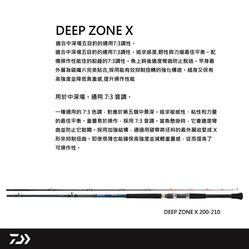 ◎百有釣具◎DAIWA DEEP ZONE X泛用7:3調子並繼船竿120/150/200