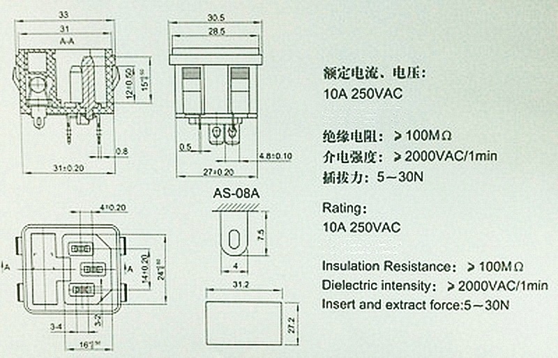 【台灣現貨24小時寄出】無開關AC全銅品字電源插座/卡式公座/帶保險絲座(保險絲需自購)嵌入式桌面電源插座 | 蝦皮購物