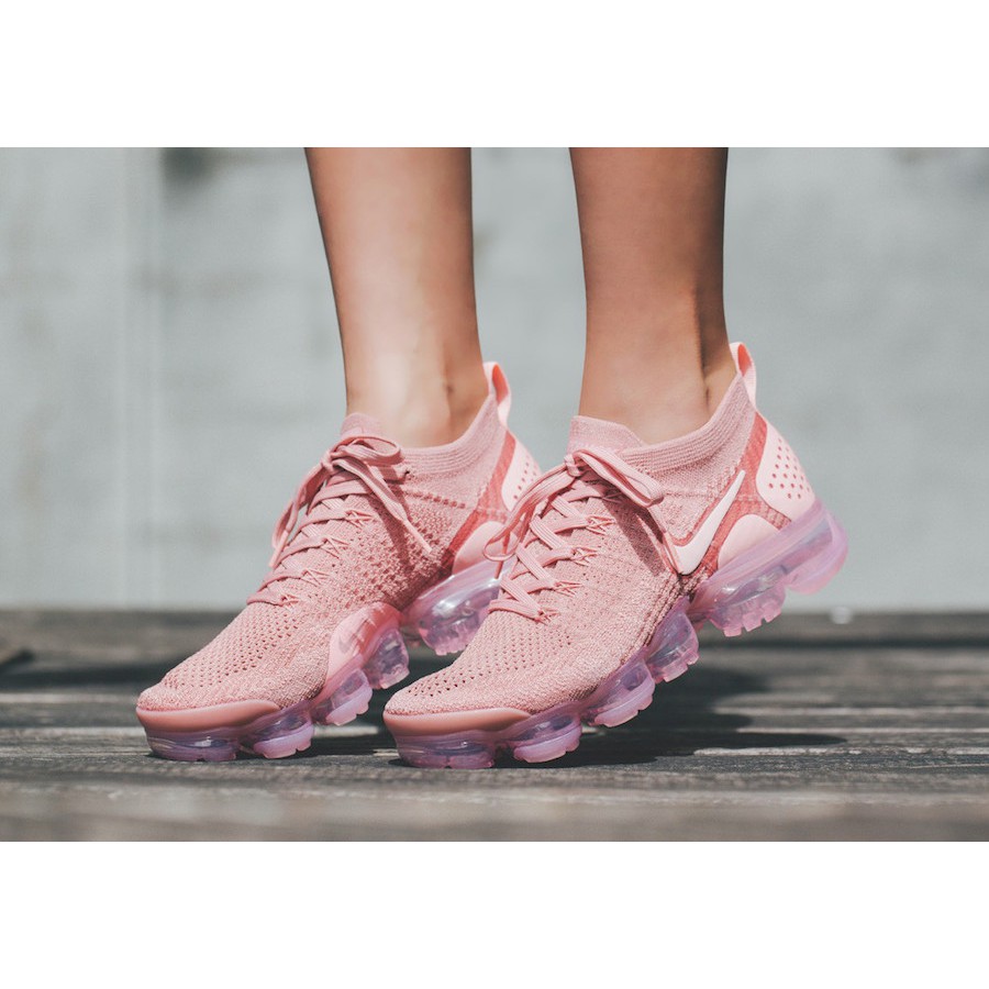 柯拔Nike Wmns Air VaporMax Flyknit 2.0 942843-600 玫瑰粉舒適慢跑