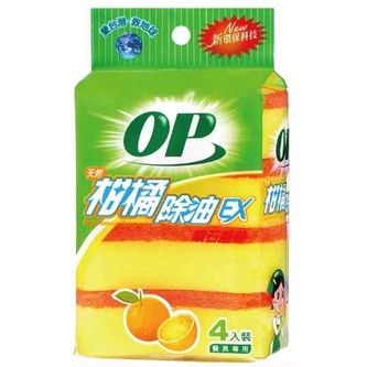 OP 茶樹抗菌 柑橘除油 海綿菜瓜布 4入 海綿 菜瓜布｜樂愛購Shopping | 蝦皮購物