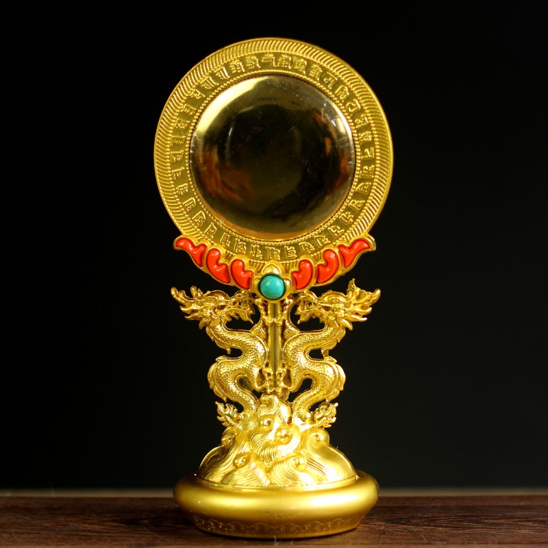 密教銅 準提鏡 置物 準提 仏母 菩薩 風水 銅鏡 振子品8 - 置時計