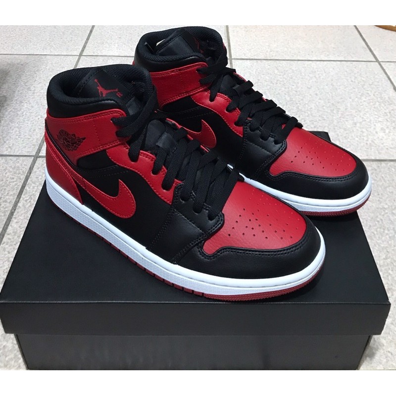 Nike Air Jordan 1 MID BRED 554724-074 黑紅配色 男鞋全新 尺寸US8