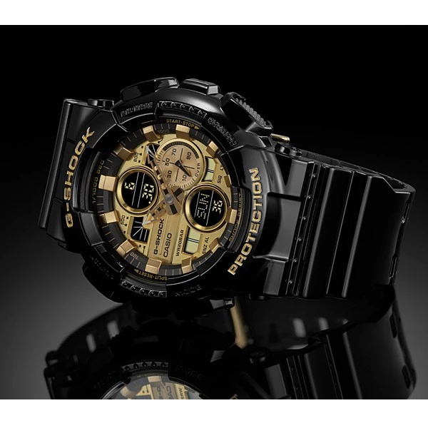【開箱推薦】G-SHOCK GA-140GB-1A1 雙顯街頭腕錶：極致黑金霸氣美學，90年代復古立體聲的機械魂！