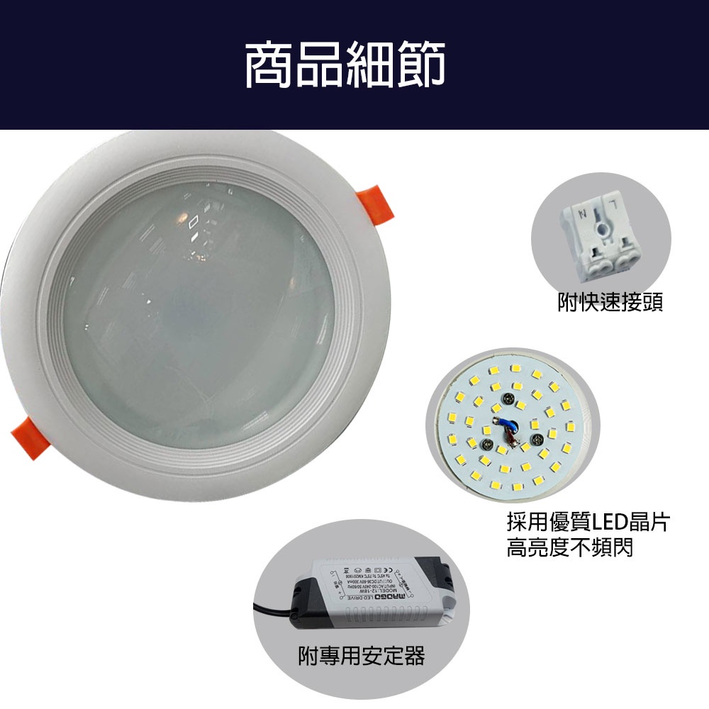 含稅 【高氏 KAOS】MANGO LED玻璃崁燈 15W 黃光 自然光 白光 15公分 漢堡崁燈 MAOGO 附快接頭 | 蝦皮購物