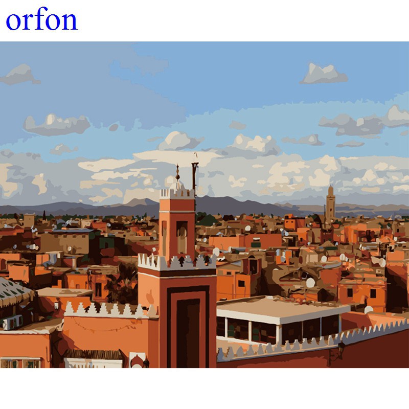 【ORFON】風景畫 油畫藝術 數字油畫40*50cm無框畫 彩色畫布diy填色藝術 油畫裝飾相框畫 | 蝦皮購物