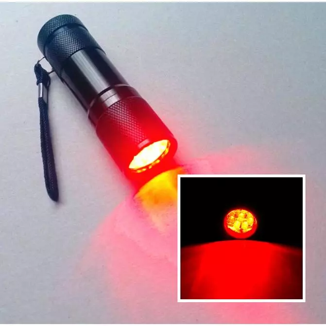 9LED 紅光手電筒 養蜂專用動物不感光 天文觀星 紅外線燈