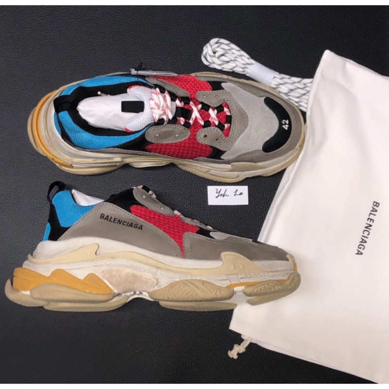 (全售出)巴黎世家 全新公司貨 BALENCIAGA triple S EU41/42售出 老鞋 紅藍鋼彈配色