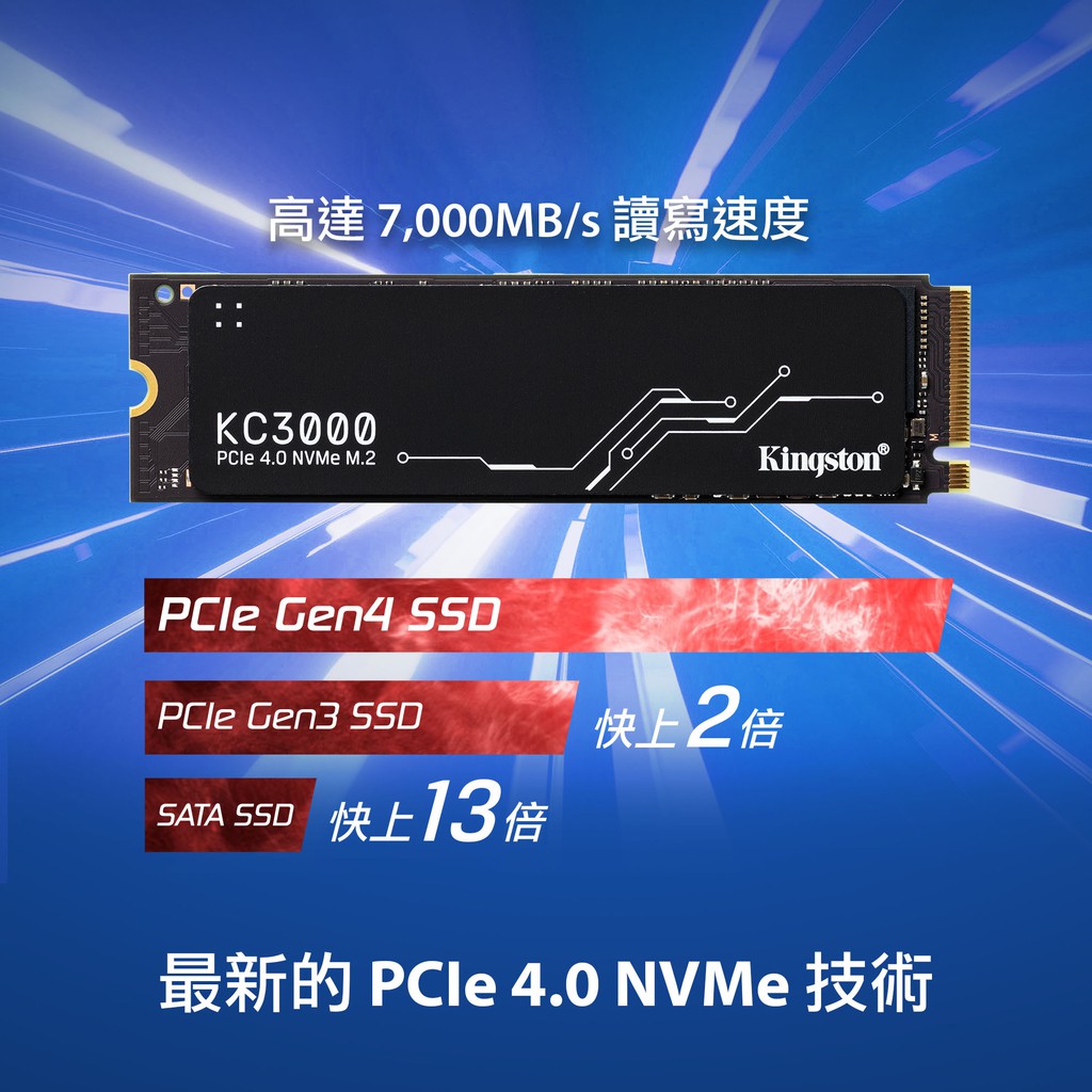 金士頓NVMe M.2 4TB PCIe 4.0 Gen4 SSD固態硬碟SKC3000D/4096G KC3000