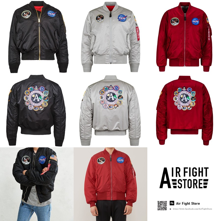 美國公司貨ALPHA INDUSTRIES NASA APOLLO MA-1 USA 美版刺繡黑防風飛行