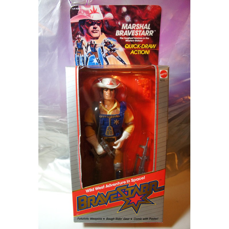 MATTEL 1986年BRAVESTARR 星際警長HANDLE BAR 吧檯手藍色內包裝美系人偶F6